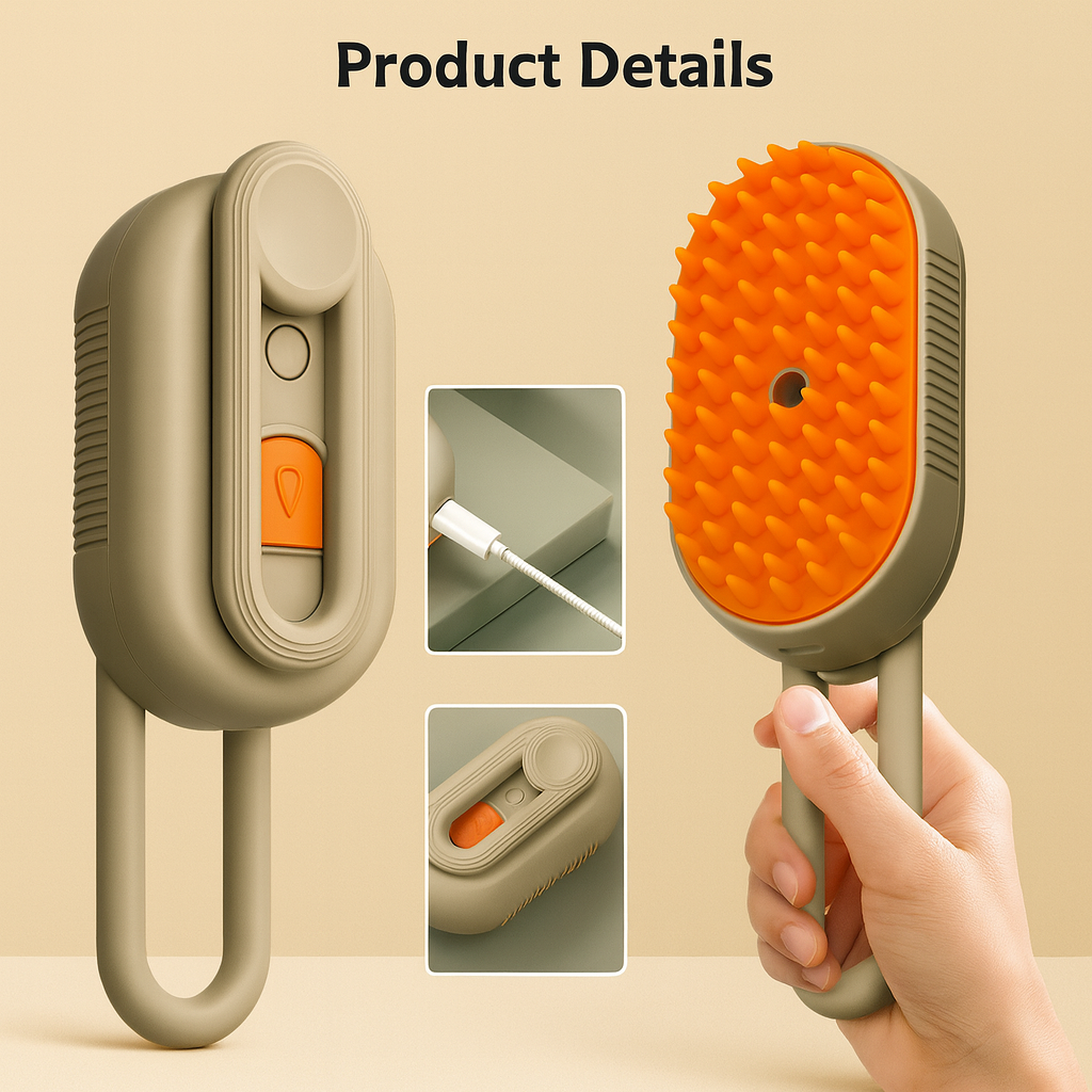 4-in-1 Steam Grooming Brush for Cats & Dogs