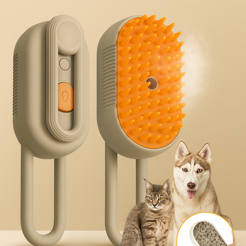 4-in-1 Steam Grooming Brush for Cats & Dogs