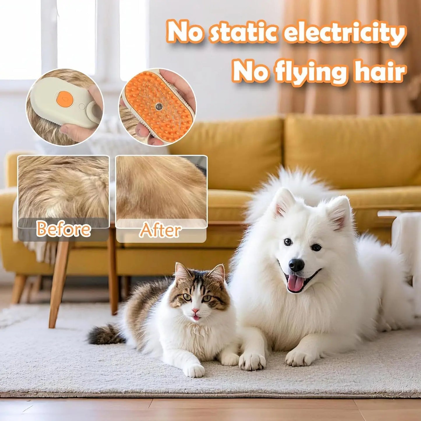 4-in-1 Steam Grooming Brush for Cats & Dogs