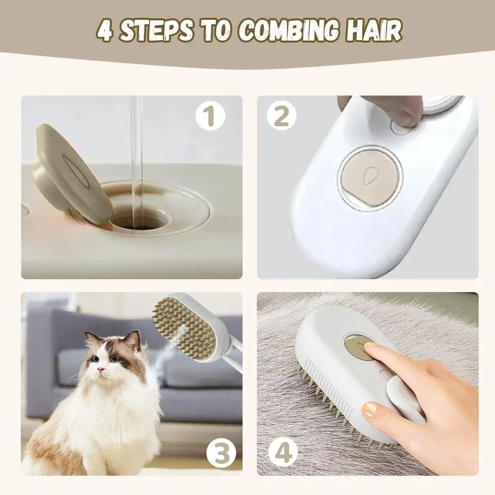 4-in-1 Steam Grooming Brush for Cats & Dogs