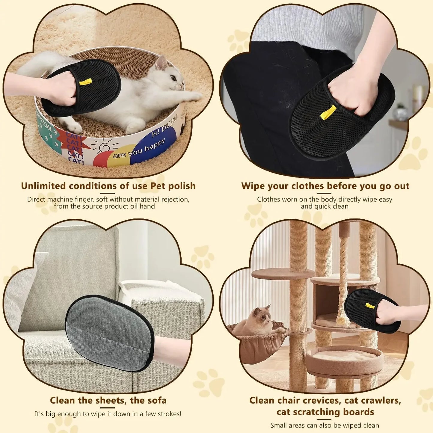 Reusable Pet Hair Remover Gloves – Dog & Cat Grooming Mitt for Shedding