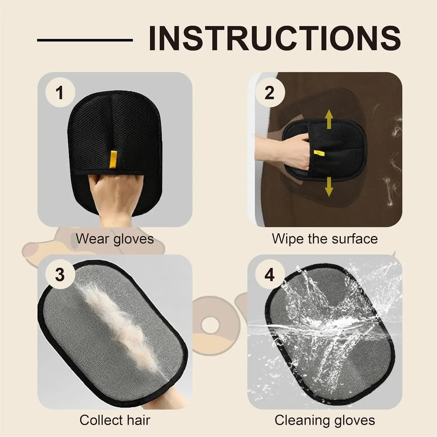 Reusable Pet Hair Remover Gloves – Dog & Cat Grooming Mitt for Shedding