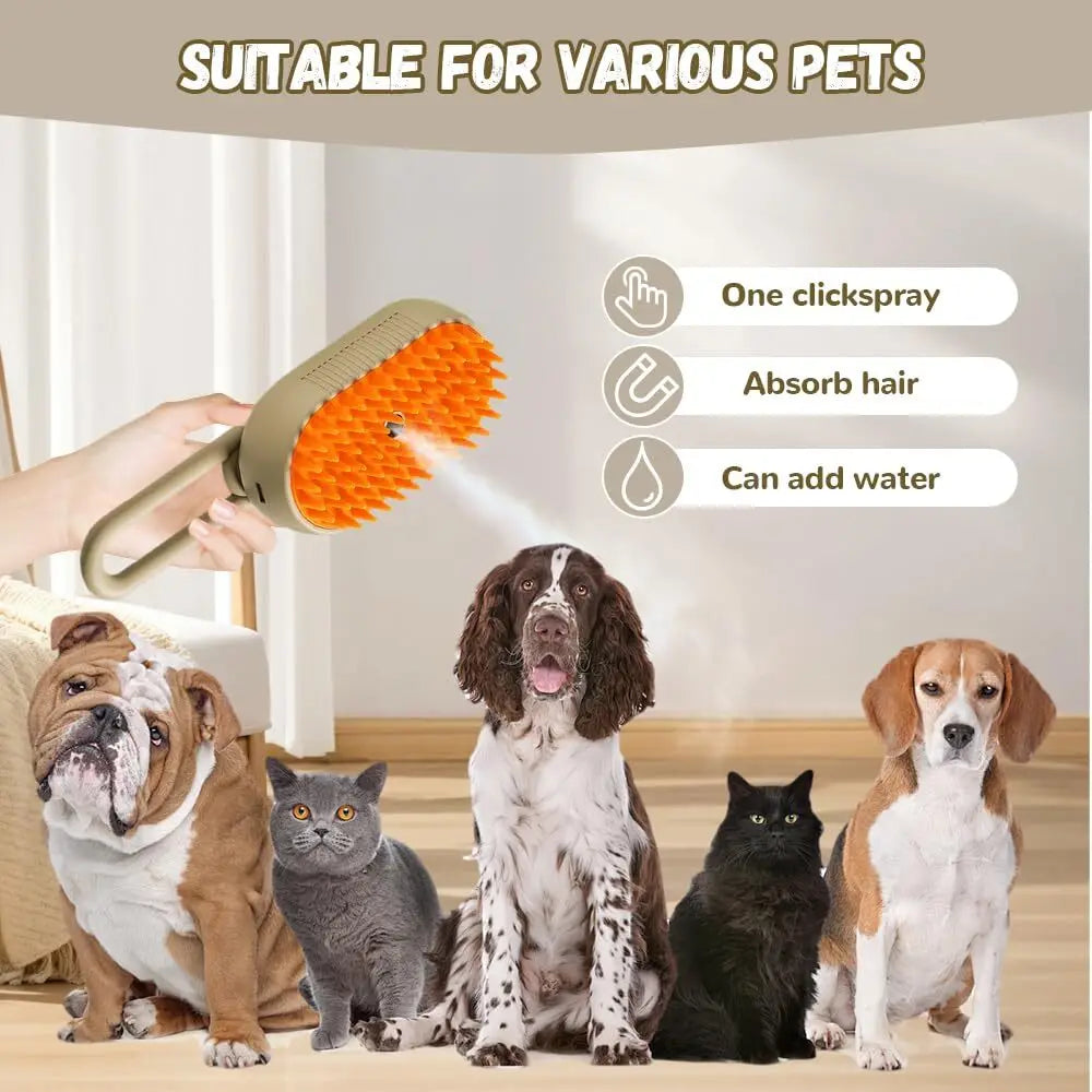 4-in-1 Steam Grooming Brush for Cats & Dogs