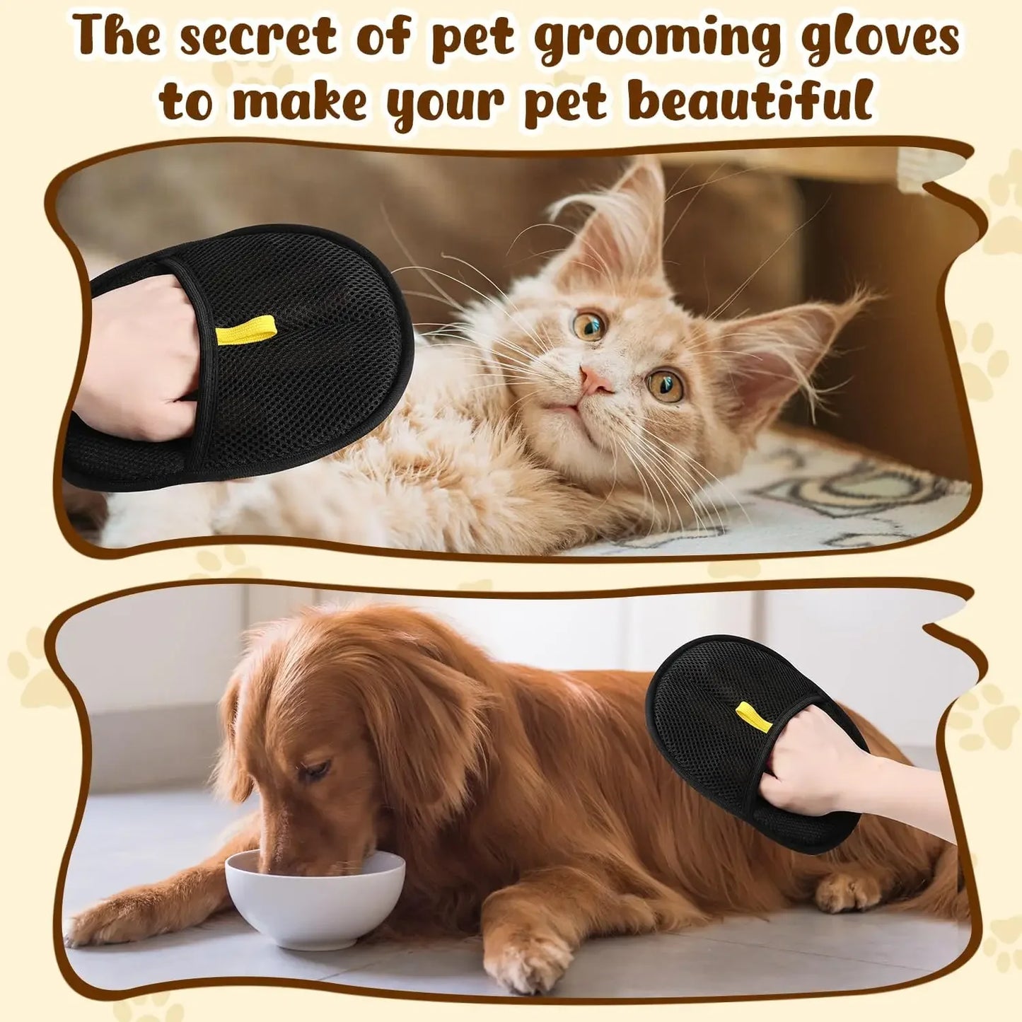 Reusable Pet Hair Remover Gloves – Dog & Cat Grooming Mitt for Shedding